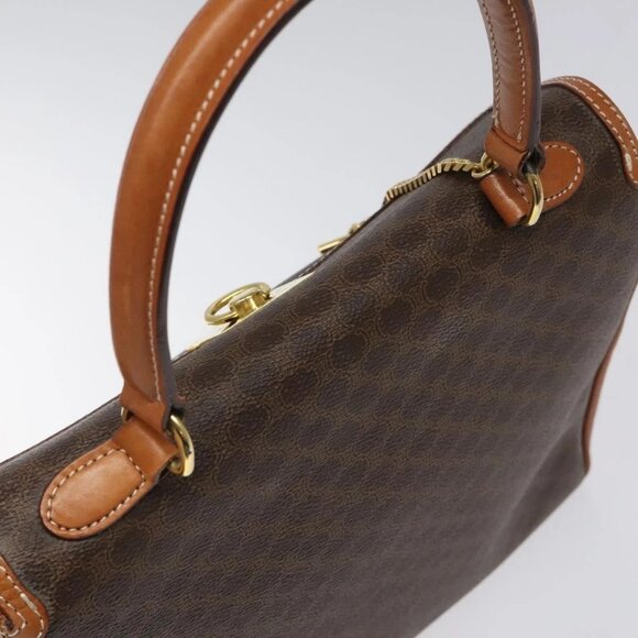 CELINE Macadam Canvas Hand Bag PVC Brown Gold Auth - Picture 12 of 16
